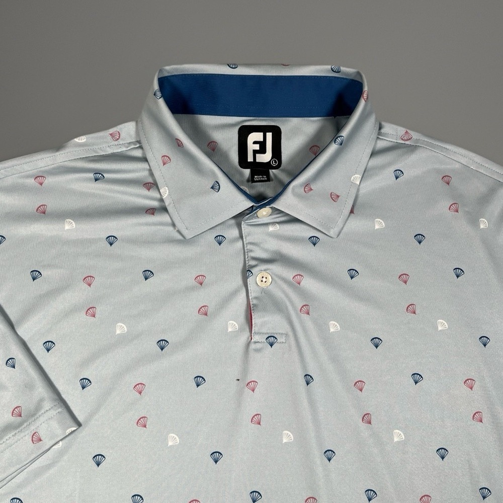 Footjoy Performance Golf Polo Shirt Mens L Hang Glider Print Stretch Wicking